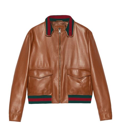 gucci mens leather bomber jacket|vintage gucci leather jacket men's.